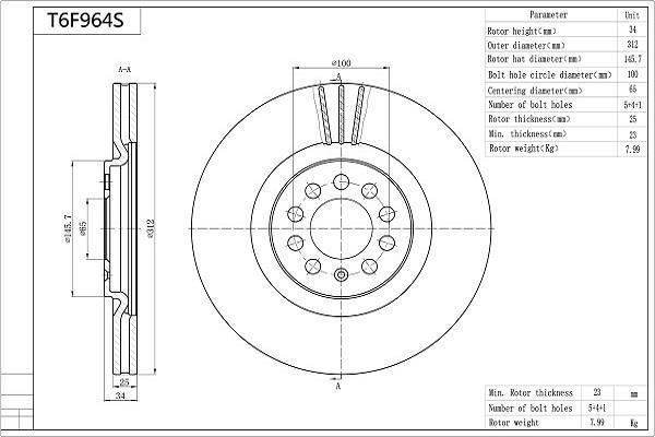 Discos de freno AISIN ref. T6F964S