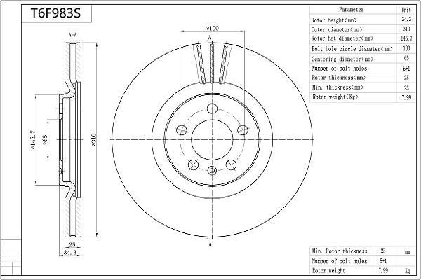 Discos de freno AISIN ref. T6F983S