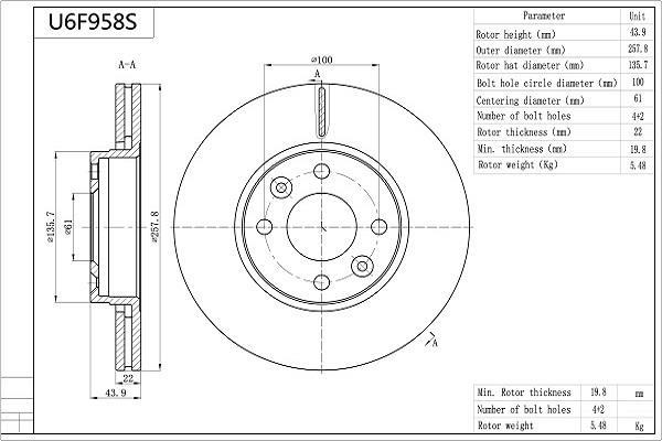 Discos de freno AISIN ref. U6F958S