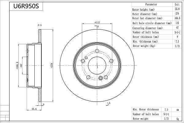 Discos de travão AISIN ref. U6R950S