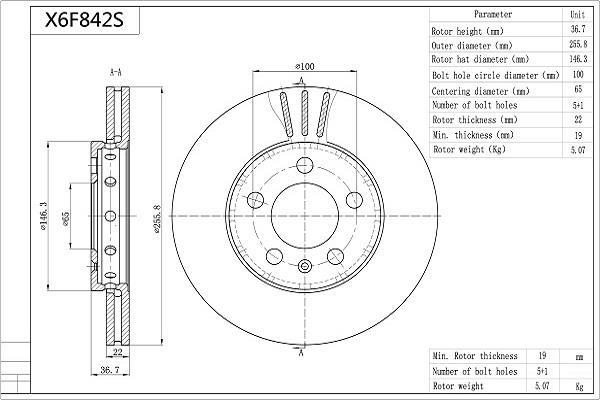 Discos de freno AISIN ref. X6F842S