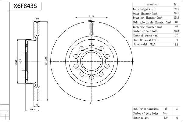 Discos de freno AISIN ref. X6F843S