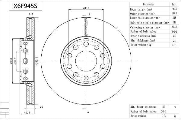 Discos de freno AISIN ref. X6F945S