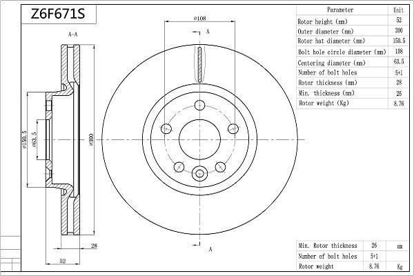 Disques de frein AISIN ref. Z6F671S