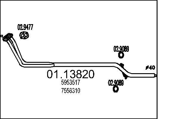 Tuyau d'échappement (Tuyau d'échappement) MTS ref. 01.13820