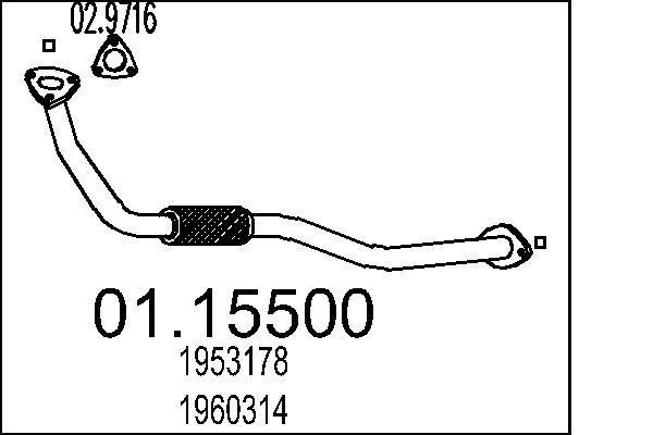 Tuyau d'échappement (Tuyau d'échappement) MTS ref. 01.15500