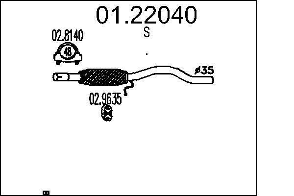 Tuyau d'échappement (Tuyau d'échappement) MTS ref. 01.22040