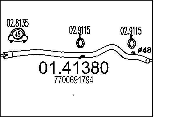 Tuyau d'échappement MTS 01.41380