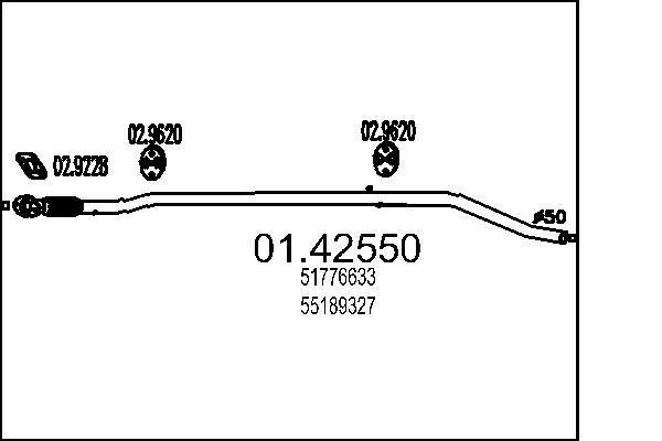 Tuyau d'échappement (Tuyau d'échappement) MTS ref. 01.42550