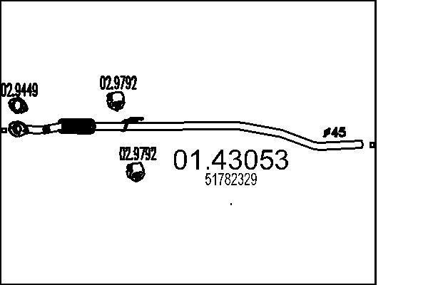 Tuyau d'échappement (Tuyau d'échappement) MTS ref. 01.43053