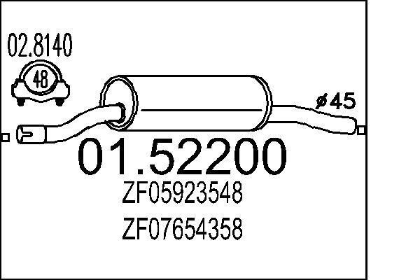 Silencieux avant (Pare flamme) MTS ref. 01.52200