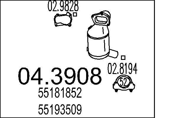 Catalyseur (Pot catalytique) MTS ref. 04.3908