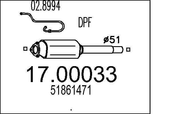 Filtre à particules / FAP (FAP diesel) MTS ref. 17.00033