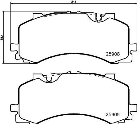 Jeu de 4 plaquettes de frein HELLA ref. 8DB 355 036-471
