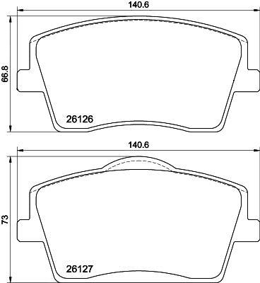 Jeu de 4 plaquettes de frein HELLA ref. 8DB 355 039-001