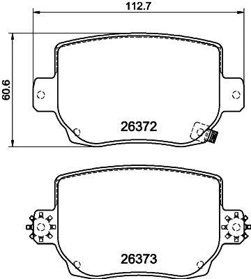 Jeu de 4 plaquettes de frein HELLA ref. 8DB 355 041-041