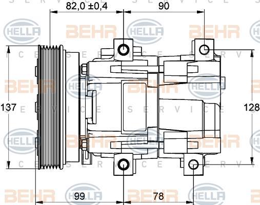 Compresseur, climatisation HELLA 8FK 351 113-281
