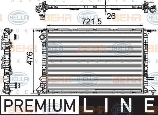 Radiateur moteur (Radiateur de refroidissement) HELLA ref. 8MK 376 745-581