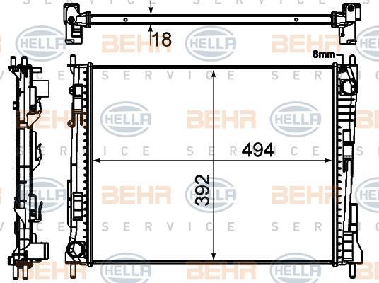 Radiateur moteur (Radiateur de refroidissement) HELLA ref. 8MK 376 746-751