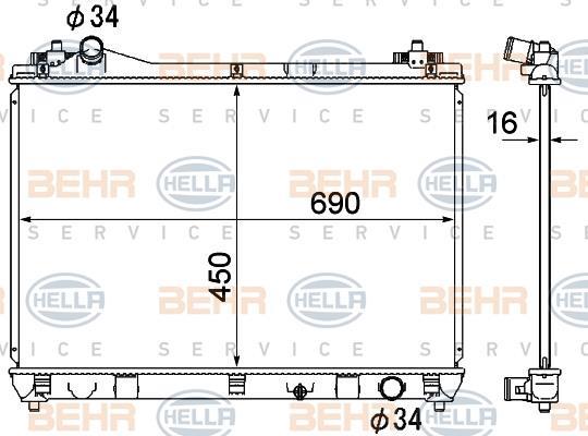 Radiateur moteur (Radiateur de refroidissement) HELLA ref. 8MK 376 790-261