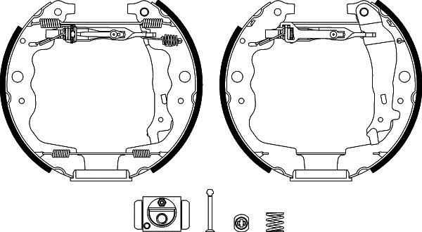 Jeu de 4 mâchoires de frein (Garniture de frein à tambour) HELLA ref. 8DB 355 022-561