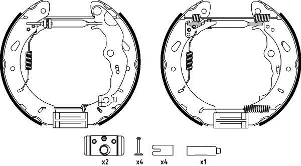 Jeu de 4 mâchoires de frein (Garniture de frein à tambour) HELLA ref. 8DB 355 022-861