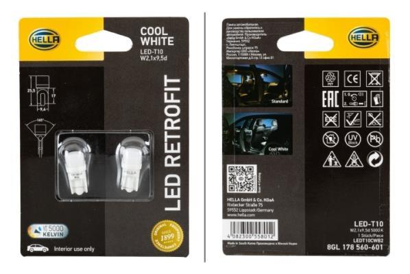 Lâmpadas LED Iluminação interior e sinalética HELLA LED RETROFIT - W5W - ref. 8GL 178 560-601