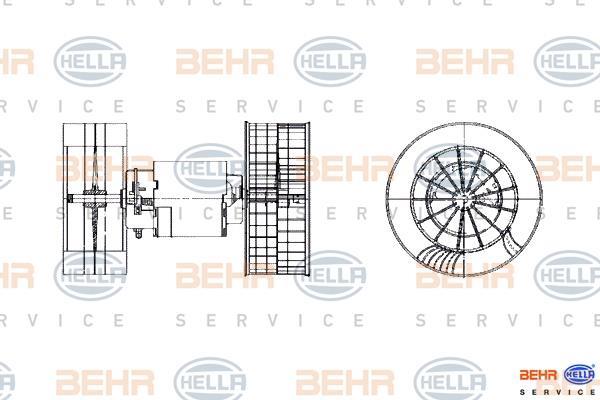 Pulseur d'air habitacle (Ventilateur habitacle) HELLA ref. 8EW 009 159-361