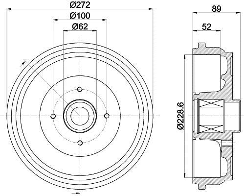 Tambour de frein HELLA ref. 8DT 355 303-111
