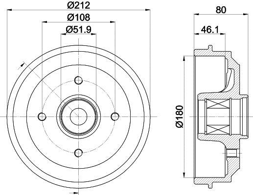 Tambour de frein HELLA ref. 8DT 355 302-811