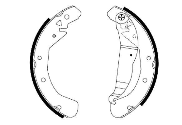 Jeu de 4 mâchoires de frein (Garniture de frein à tambour) HELLA ref. 8DB 355 001-631