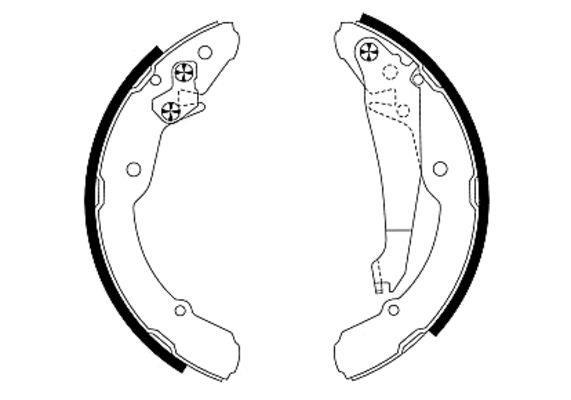 Jeu de 4 mâchoires de frein (Garniture de frein à tambour) HELLA ref. 8DB 355 001-691