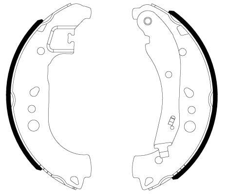 Jeu de 4 mâchoires de frein (Garniture de frein à tambour) HELLA ref. 8DB 355 022-911