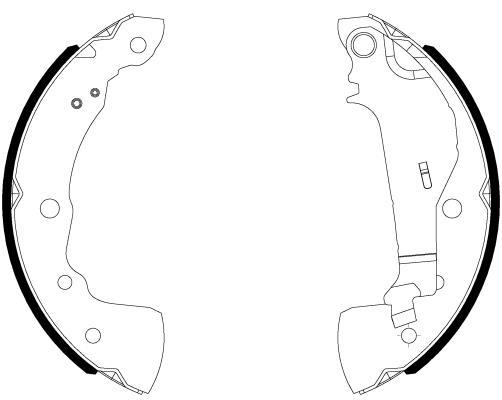 Jeu de 4 mâchoires de frein (Garniture de frein à tambour) HELLA ref. 8DB 355 038-021