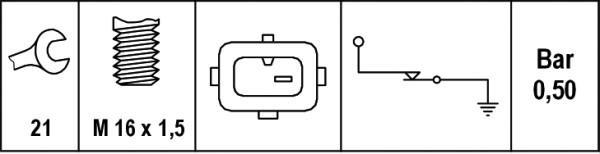 Sensor, presión de aceite HELLA ref. 6ZL 003 259-591