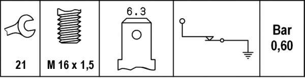 Conector de pressão de óleo motor HELLA ref. 6ZF 007 393-001