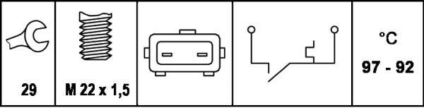 Interrupteur de température, ventilateur de radiateur HELLA 6ZT 007 801-051
