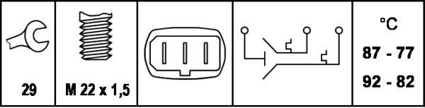 Interrupteur de température, ventilateur de radiateur HELLA 6ZT 007 802-011