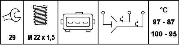 Interrupteur de température, ventilateur de radiateur HELLA 6ZT 007 836-021