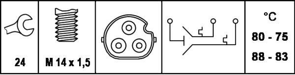 Interrupteur de température, ventilateur de radiateur HELLA 6ZT 007 837-101
