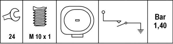 Conector de pressão de óleo motor HELLA ref. 6ZL 008 280-051