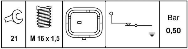 Sensor, presión de aceite HELLA ref. 6ZL 009 600-041