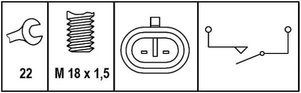 Contacteur de feu de recul (Interrupteur de feu de recul) HELLA ref. 6ZF 008 621-301