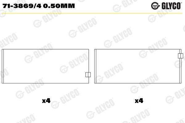 Coussinet de bielle GLYCO ref. 71-3869/4 0.50MM