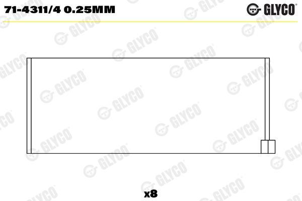Coussinet de bielle GLYCO ref. 71-4311/4 0.25mm
