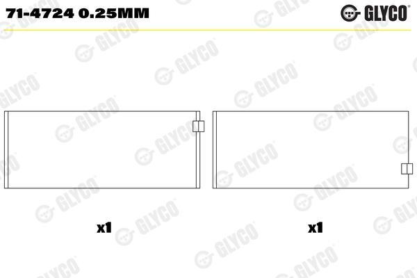 Coussinet de bielle GLYCO ref. 71-4724 0.25MM