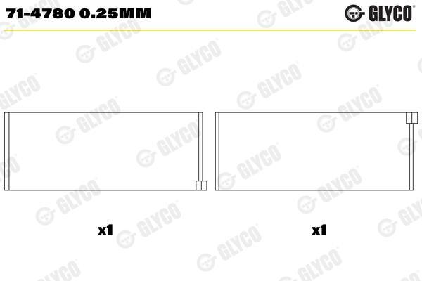 Coussinet de bielle GLYCO ref. 71-4780 0.25MM