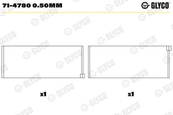 Coussinet de bielle GLYCO ref. 71-4780 0.50MM