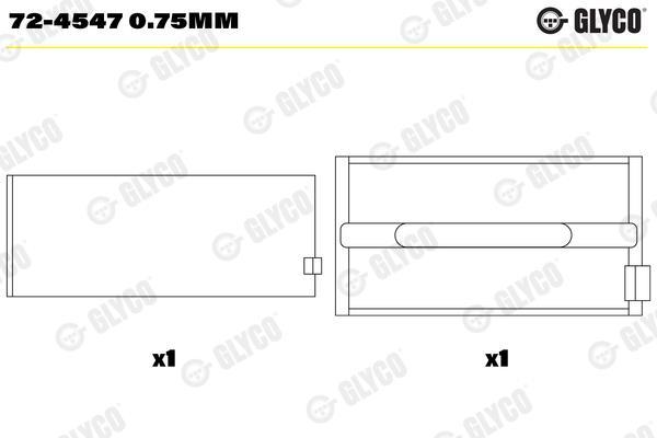 Coussinet de vilebrequin GLYCO 72-4547 0.75mm