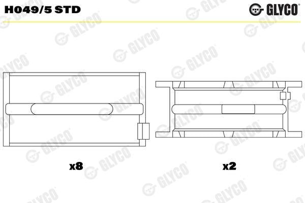 Coussinet de vilebrequin GLYCO ref. H049/5 STD